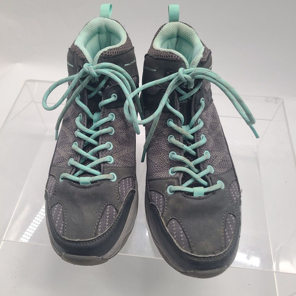 Eddie Bauer Crater Lake Women's Sz 8.5 Hiker Boots Gray- Turquoise lace up